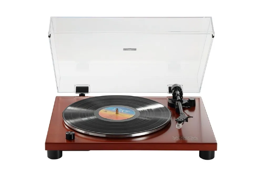 VOXOA T70 Wood Turntable with USB Rec Built-in switchable phono pre-amplifier