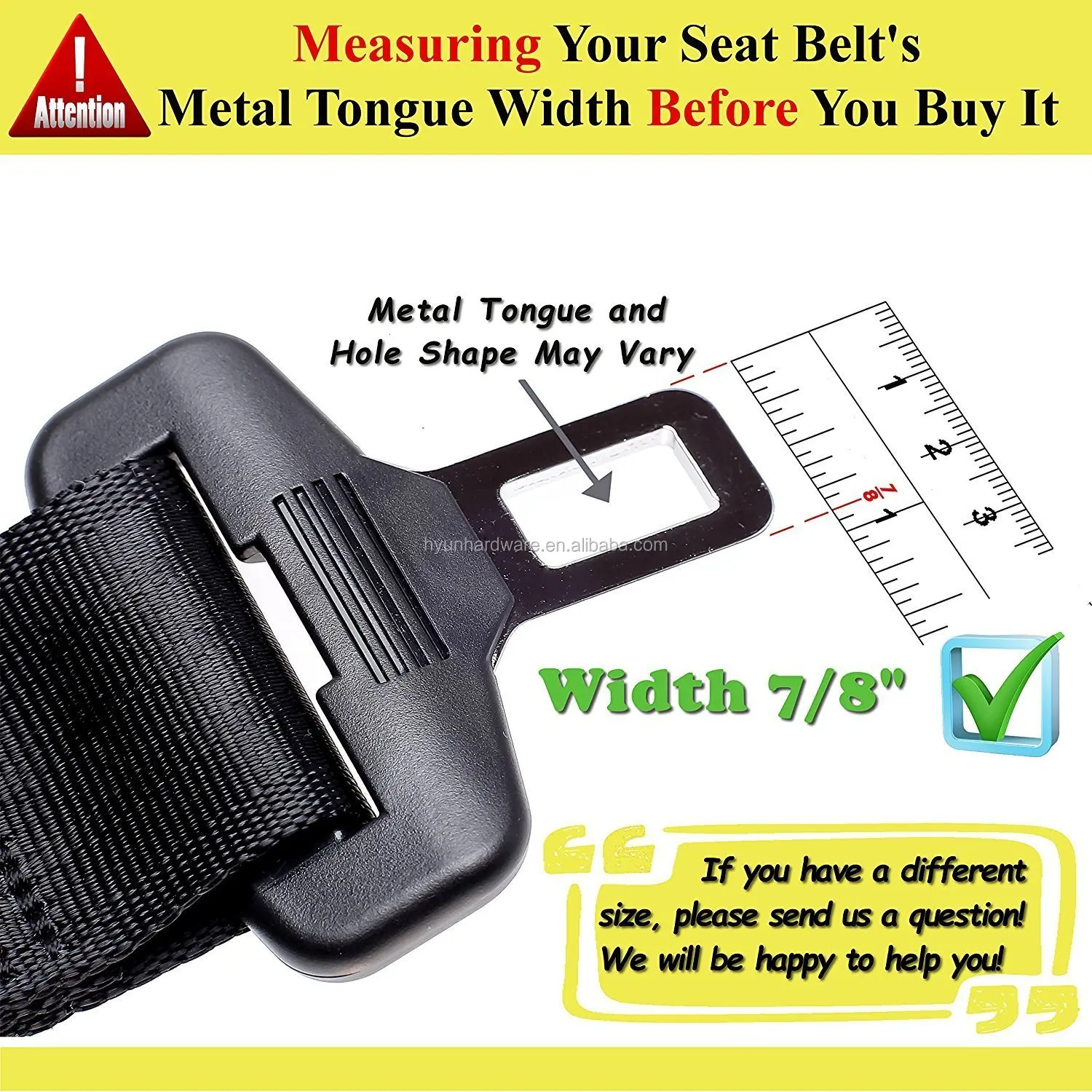 Rigid 7 Seat Belt Extension Black, 7/8 Tongue Width - E-Mark Safety Certificate Buckle Up to Drive Safely 