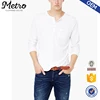 Customized Cotton Blend Plain White Henley T shirts