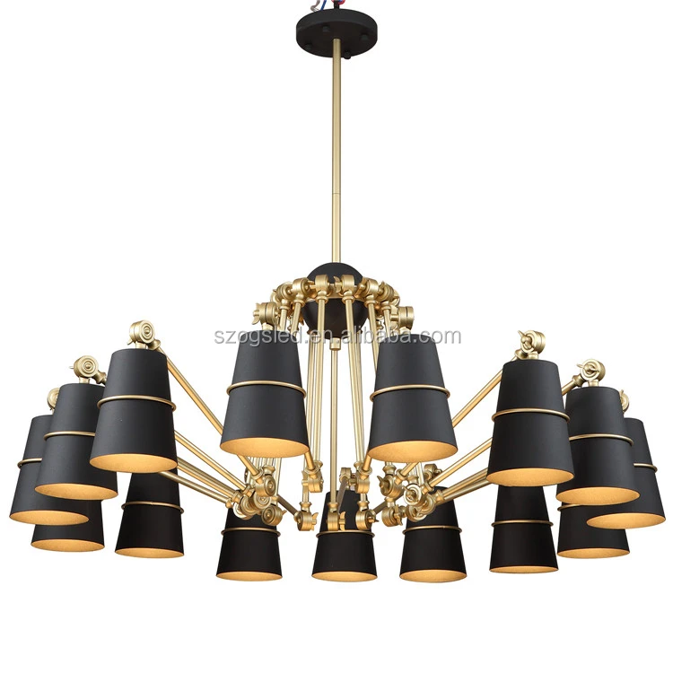 Lighting Iron Shade Pendant with Black and Gold Finish Chandeliers
