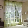 Decorative Turkish Design Green Leaves Printed Window Sheer Curtains Voile Panels for Living Room Bedroom Cheap Fabric