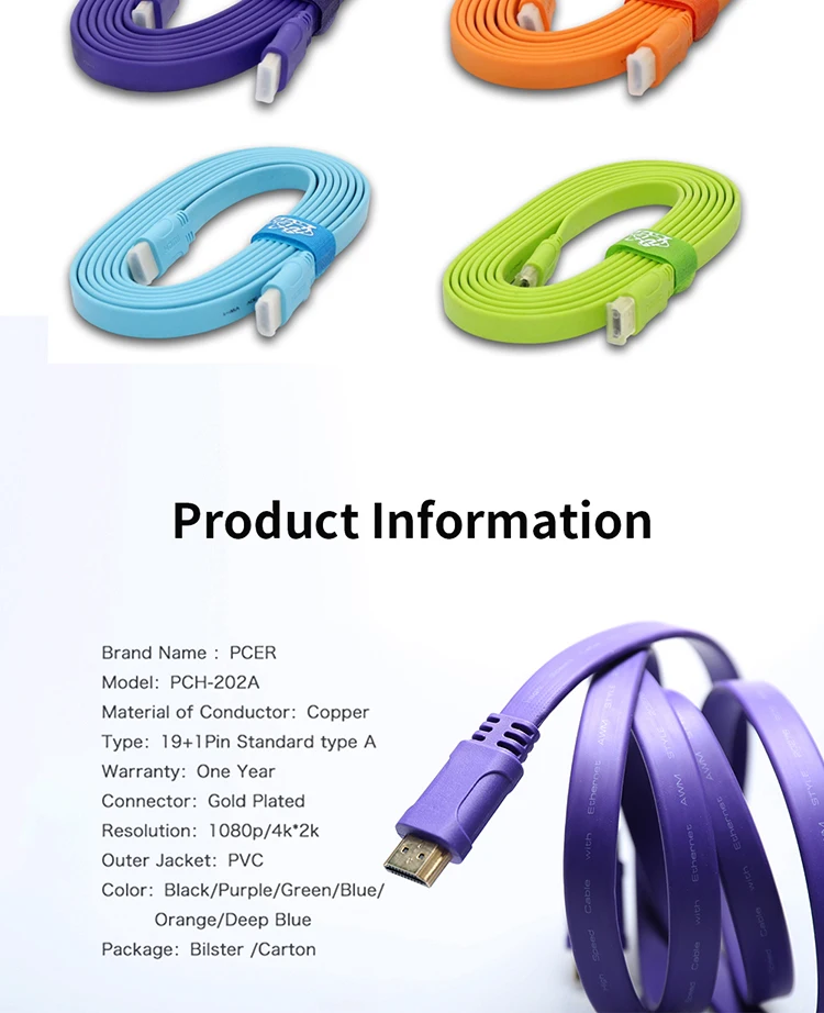 Colorful Flat wire hdmi cable sell on supermarket - ANKUX.COM