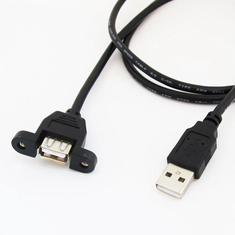 Cables 0.5m 3m 5m Panel Mount Type Mini USB 5Pin Male to Female Extension Adapter Cable with Screws Cable Length: 0.5m, Color: Black 
