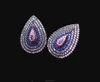wholesale factory sell colored gemstone micro paved drop stud earrings brazilian style