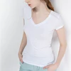 Womens T Shirts Blank Plain White polyester T Shirt For Custom Printing Short Sleeve V Neck Manufacturer
