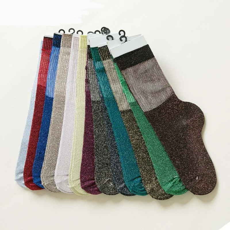 Best Quality Casual Solid Color Lurex Yarn Socks For Women Buy Lurex Yarn Socks,Casual Solid