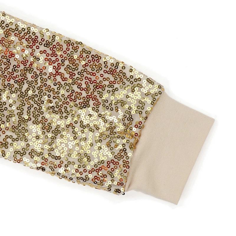 Long Sleeve Zipper Gold Sequin Jackets For Kids Fashion Baby Outwear High Quality Wholesale