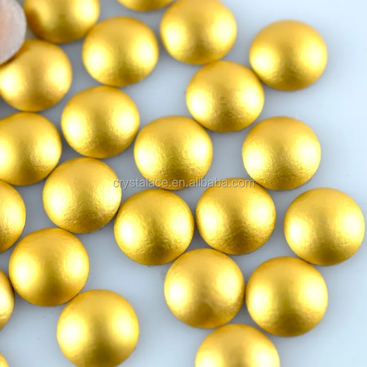 China Matte Gold hot fix pearl, half round pearl studs hotfix frosted gold for clothing