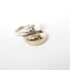 Women Initial Minimal Gold Signet chunky Ball Bubble Ring