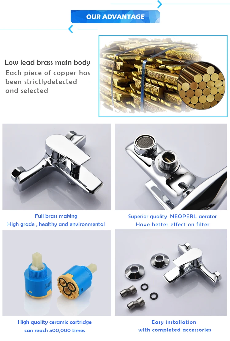 European wall mount bath faucet in brass material