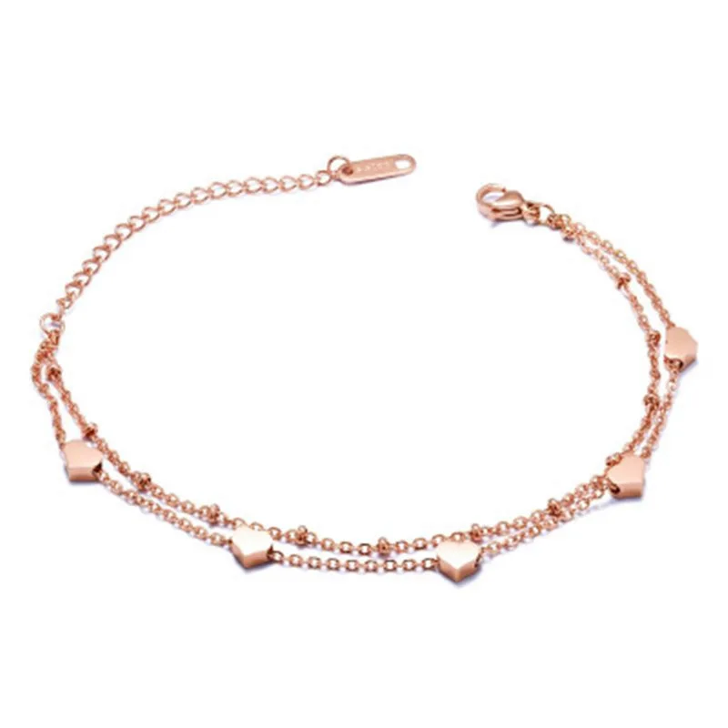 Promotional fancy hot style Stainless Steel Single Bead Chain Slider Heart Charm Women Minimal Bracelet