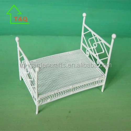 Casa De Muñecas alambre blanco hierro forjado Mecedora En Miniatura Muebles de dormitorio