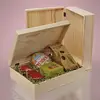Custom natural unfinished hinged wood box with lids