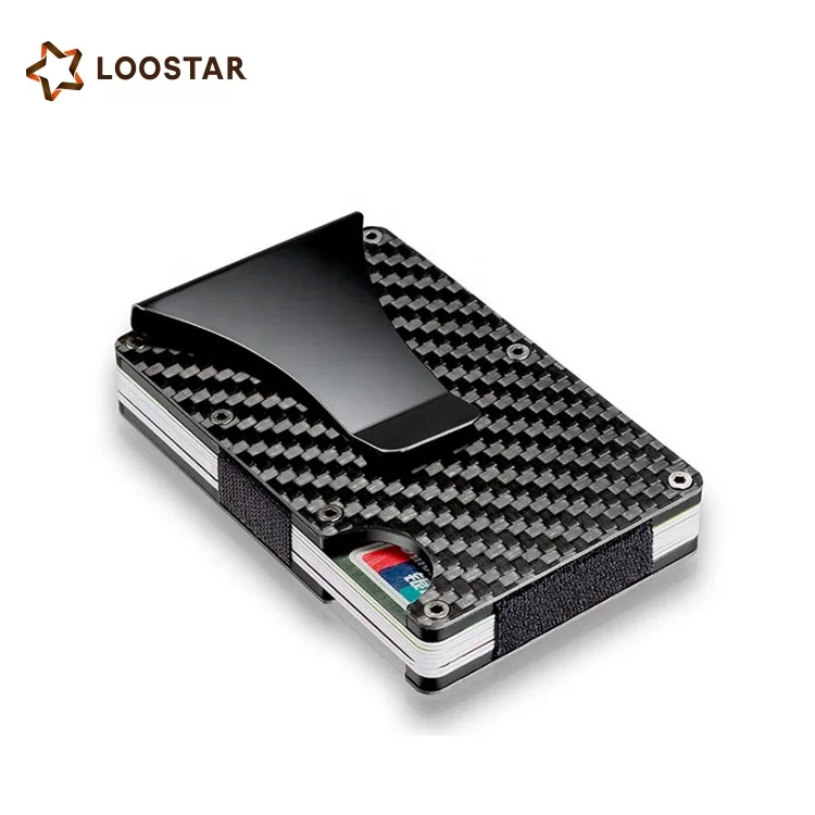 Мужчины кошелек RFID Блокировка зажим для денег углеродное волокно кошелек