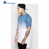 Wholesale High Level Tailored Casual Men's Longline T-shirt in Dip Dye and Split Hem
