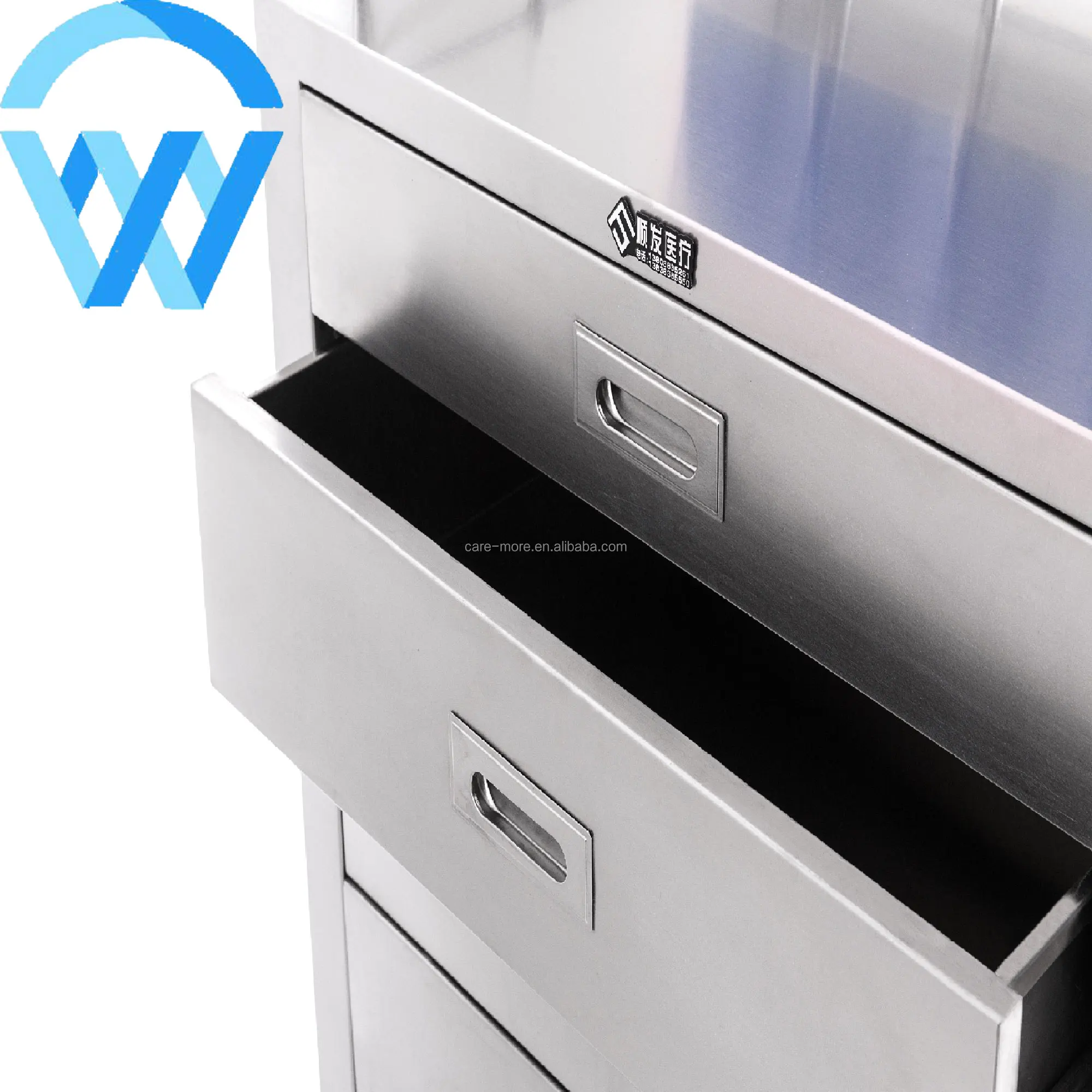 2018 Hot Selling Hospital Use Stainless Steel Medical Cart Nuring Anesthesia Trolley with Five Drawers