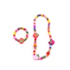 Hot Sale Kids Party Holiday Necklace Sets Wooden Strawberry Design Beads Bracelet And Necklace Set