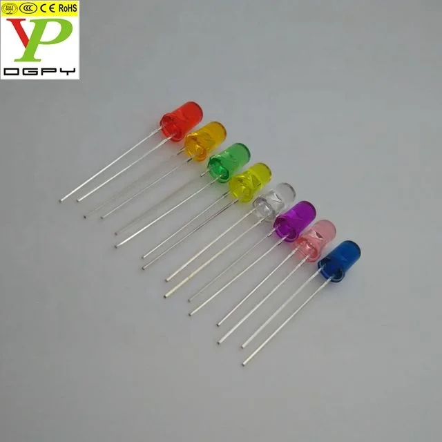 High brightness 5mm LED diode Green/Blue/Yellow/Red/Orang/Amber/Pruple/Pink ( CE & RoHS )