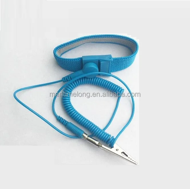 Prevent Static Shock Discharge Grounding Anti Static ESD Wrist Strap Band Blue