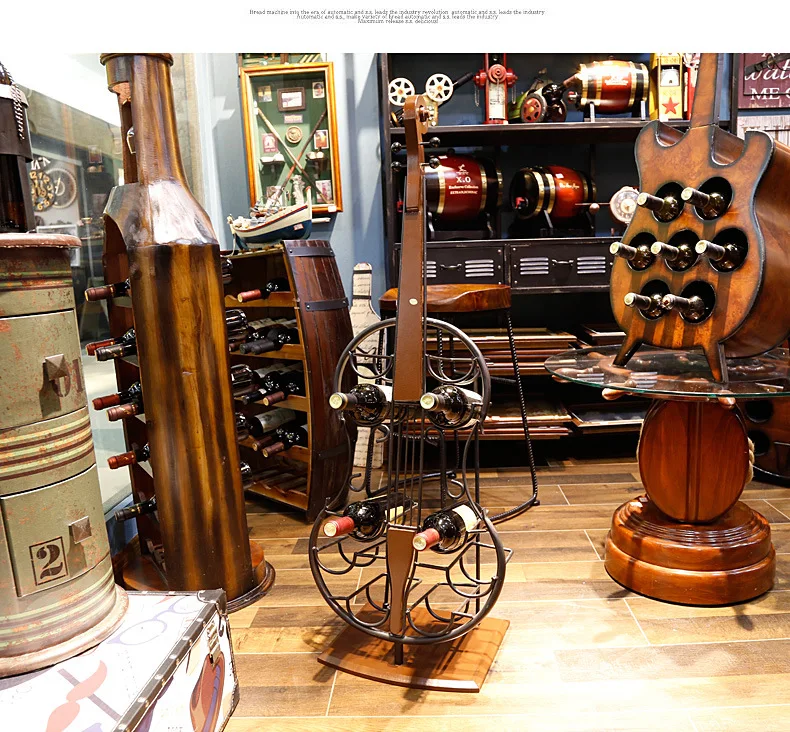 European Style 4 Bottle Cello Guitar Violin Shape Iron Wine Display