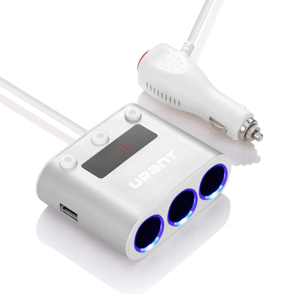 Urant 120w 3 Socket Cigarette Lighter Adapter Multi Charging Urant 120w 3 Socket Cigarette Lighter Adapter Multi Charging Car Dc Outlet
