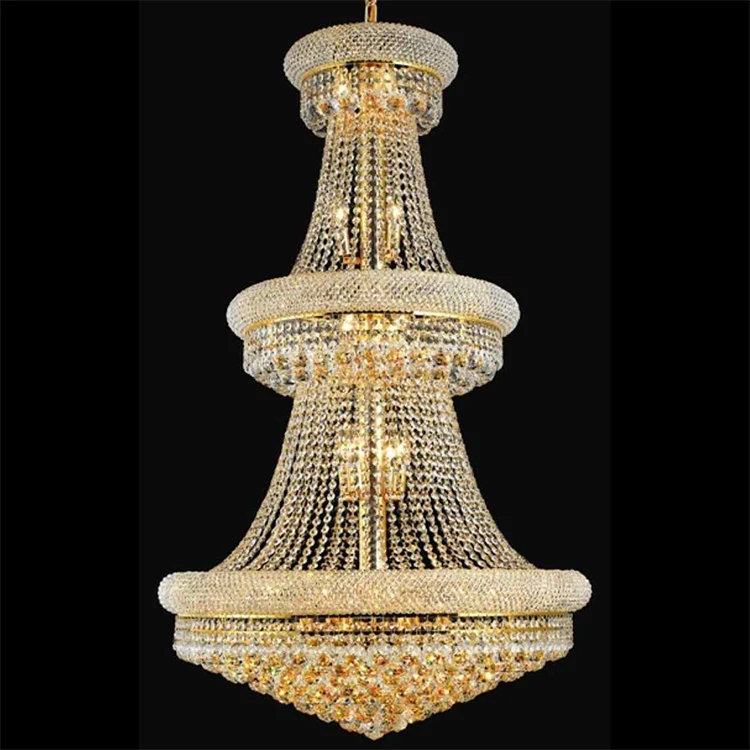 Suspension Pendant Light Gold Frame Large Cheap Crystal