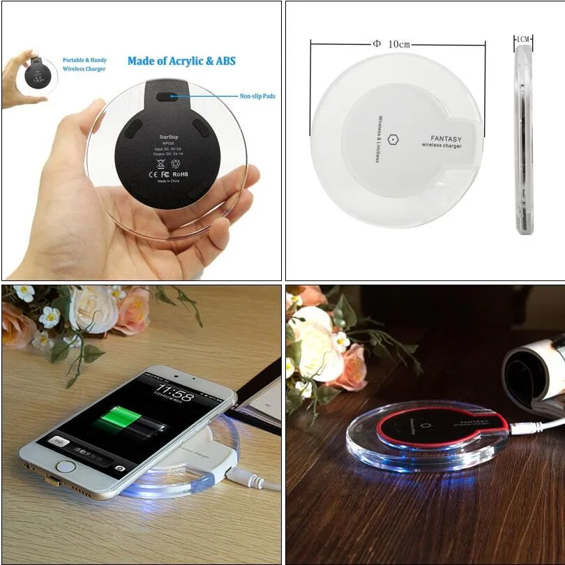 Factory Price Qi Wireless Charging Ultra Thin Crystal Wireless Charger For Iphone 6 6s 7 8 X For