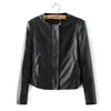 FS0601A 2018 spring wholesale high quality European lady black PU leather coat jacket