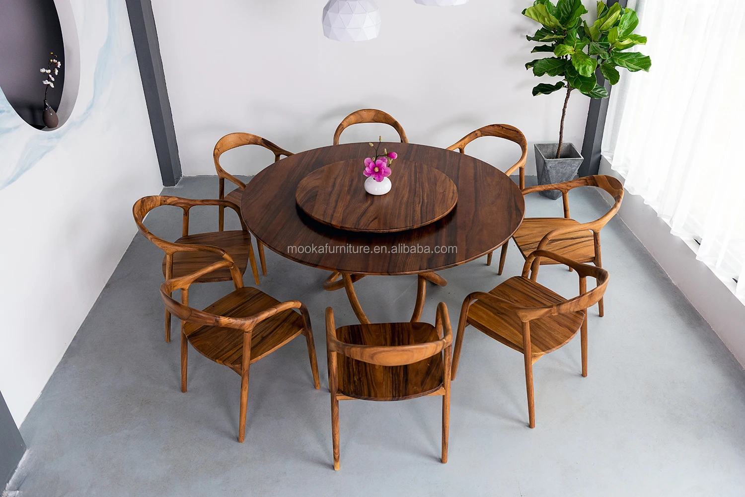 Luxury Dining Room Furniture 62inch Black Walnut Wooden Table With