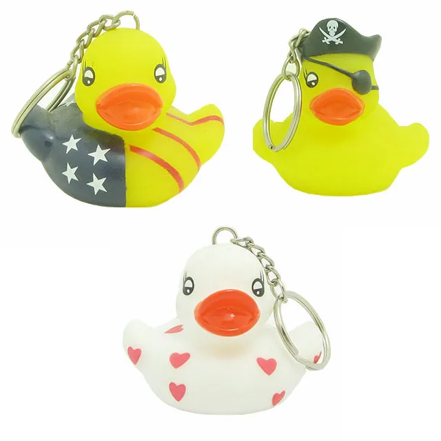 Customized Toy Factory Wholesale PVC Mini Yellow Duck Key Animal Design Keychain with Sound