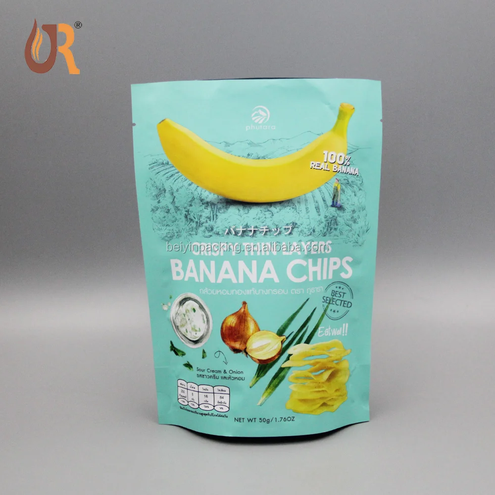 Colorful Design Custom Printed Plastic Banana Chips Packaging Food Bag