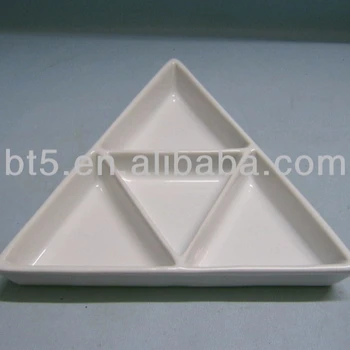 Triangle White Ceramic Divided Dinner Plate Triangle White Ceramic Divided Dinner Plate