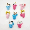 Small Dog In Basket Toy Keychain, Capsule Toy