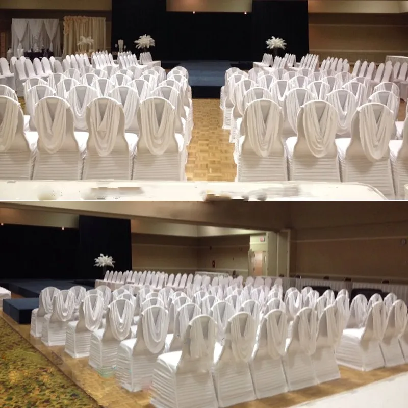 Wholesale White Spandex Ruched Swag Back Chair Covers For Wedding