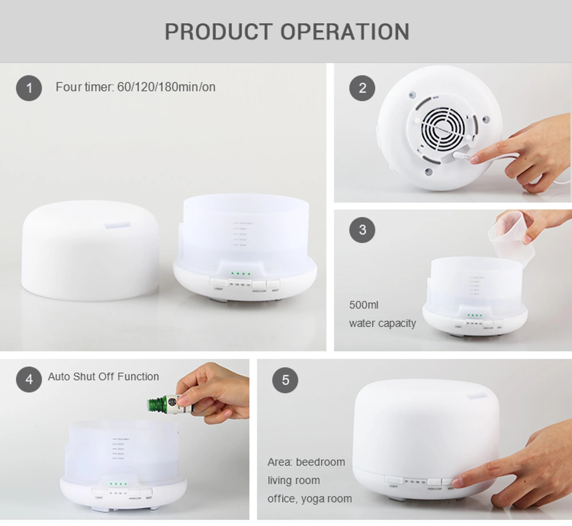 Lm168g 500ml Electric Diffuser Aroma Oil Dispenser With 7 Colors