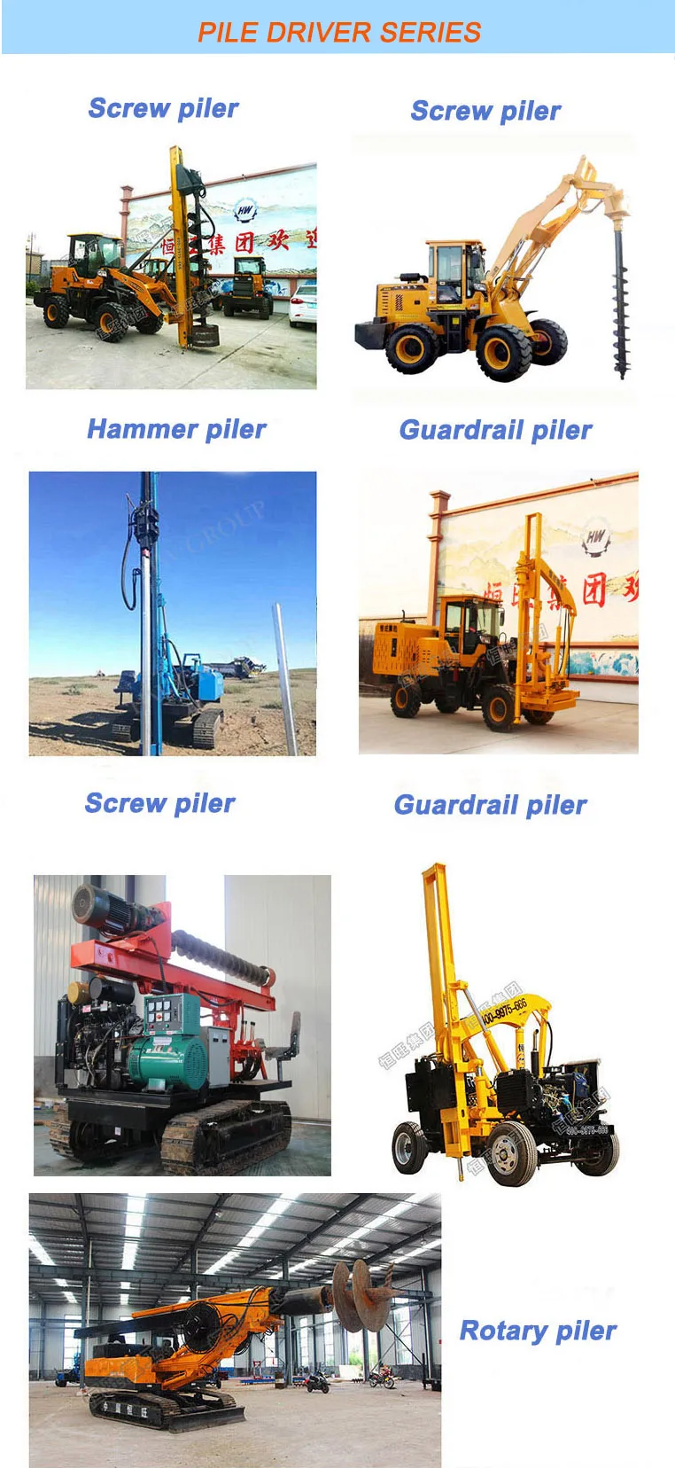 Hydraulic mini solar drop hammer screw pile driver
