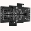 Black and White Wall Art Moon Night New York City Scene Picture Printed on Canvas for Modern Home and Office Decoration