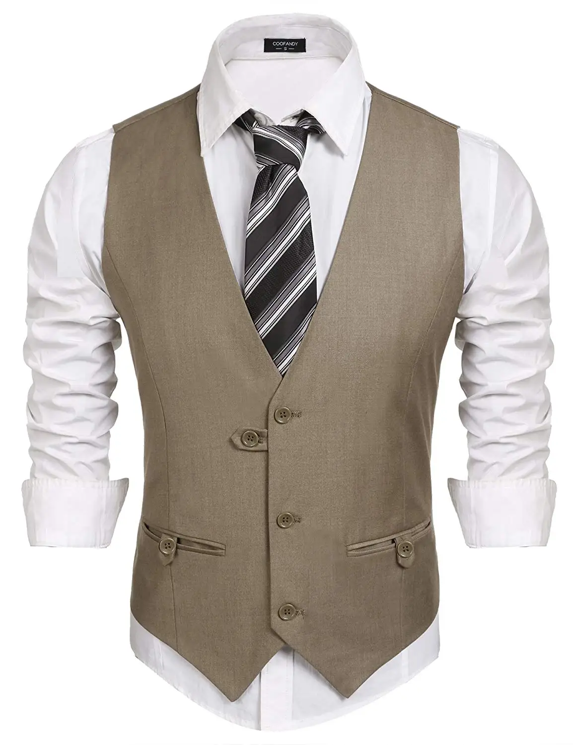 Buy COOFANDY Mens Business Suit Vest Slim Fit V-Neck Sleeveless ...