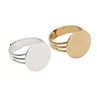 Unisex Jewelry Stainless Steel Gold And Silver Plated Adjustable Blank Rings With Customized Flat Base