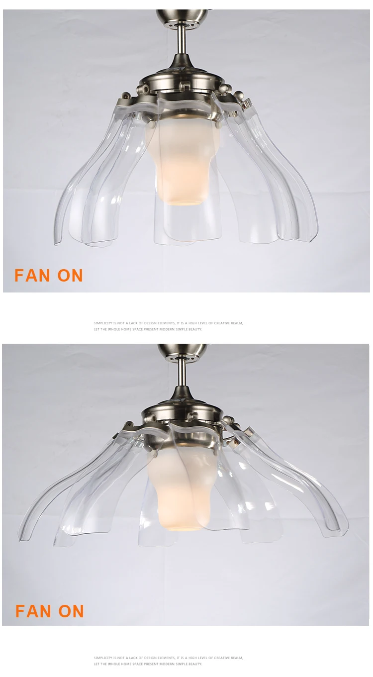 Chandelier Fan Lamp Flower Folding Blades Luxury Bedroom Ceiling Fan With Light