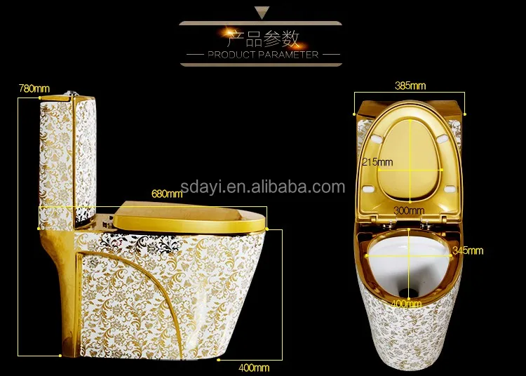 Sanitary Ware Gold Colored Wc Toilet Bowl Ceramic Gold Plated Toilet