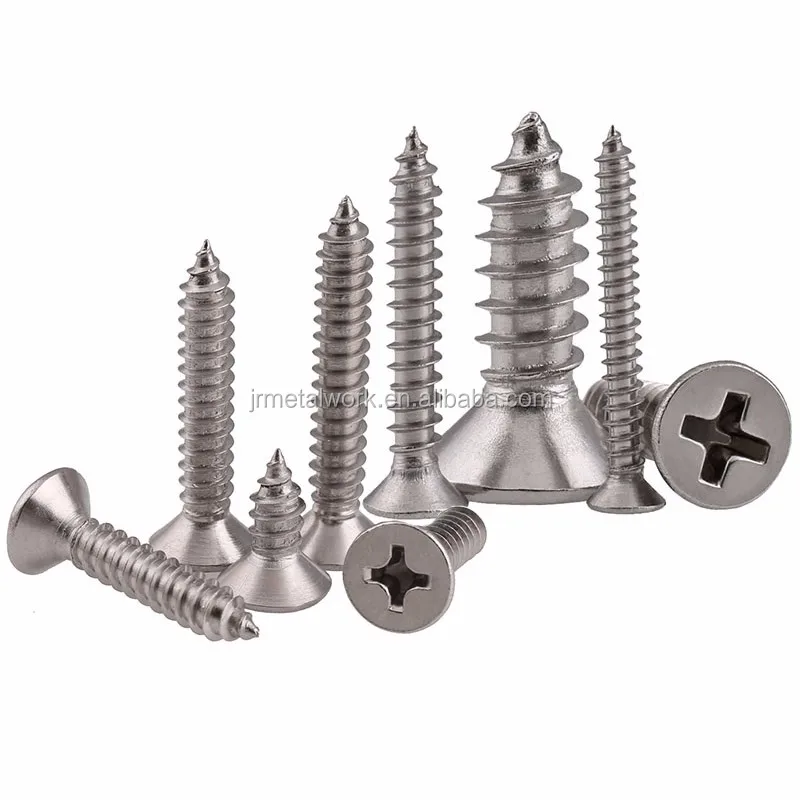 Ss304 Ss316 Stainless Steel Cross Slotted Flat Head Self-tapping Screw ...