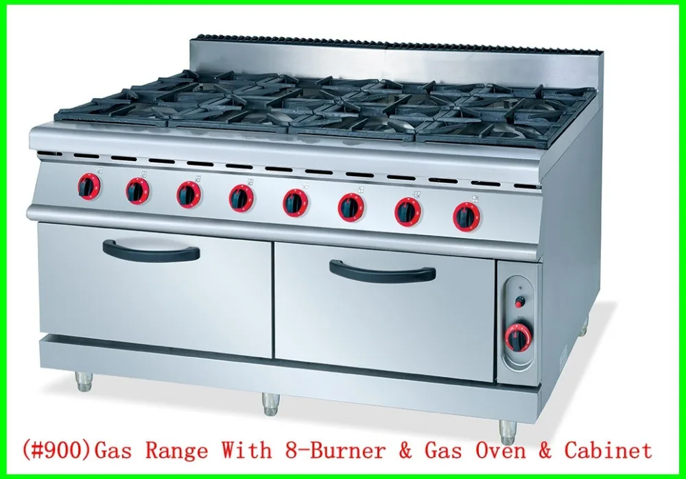 900 Large Cooking Equipment Commercial 8 Burner Gas Range Oven Commercial 8 Burner Gas Range Oven