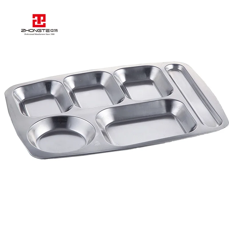 Wholesale Stainless Steel Six Compartment Stuff Eating Tray - Buy Food ...