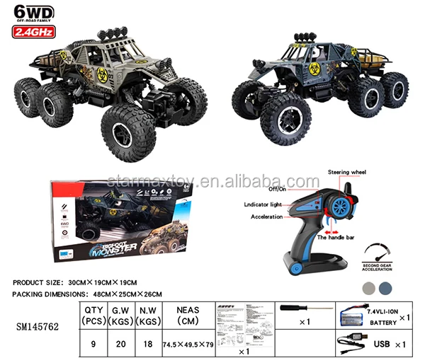 New Arrival Remote Control 2 4g 6wd Off Road Cross Country Bigfoot Monster Truck 6 Wheels Racing Car At 2 High Speeds Buy New Remote Control Car Bigfoot Monster Truck 6wd Truck Product On Alibaba Com