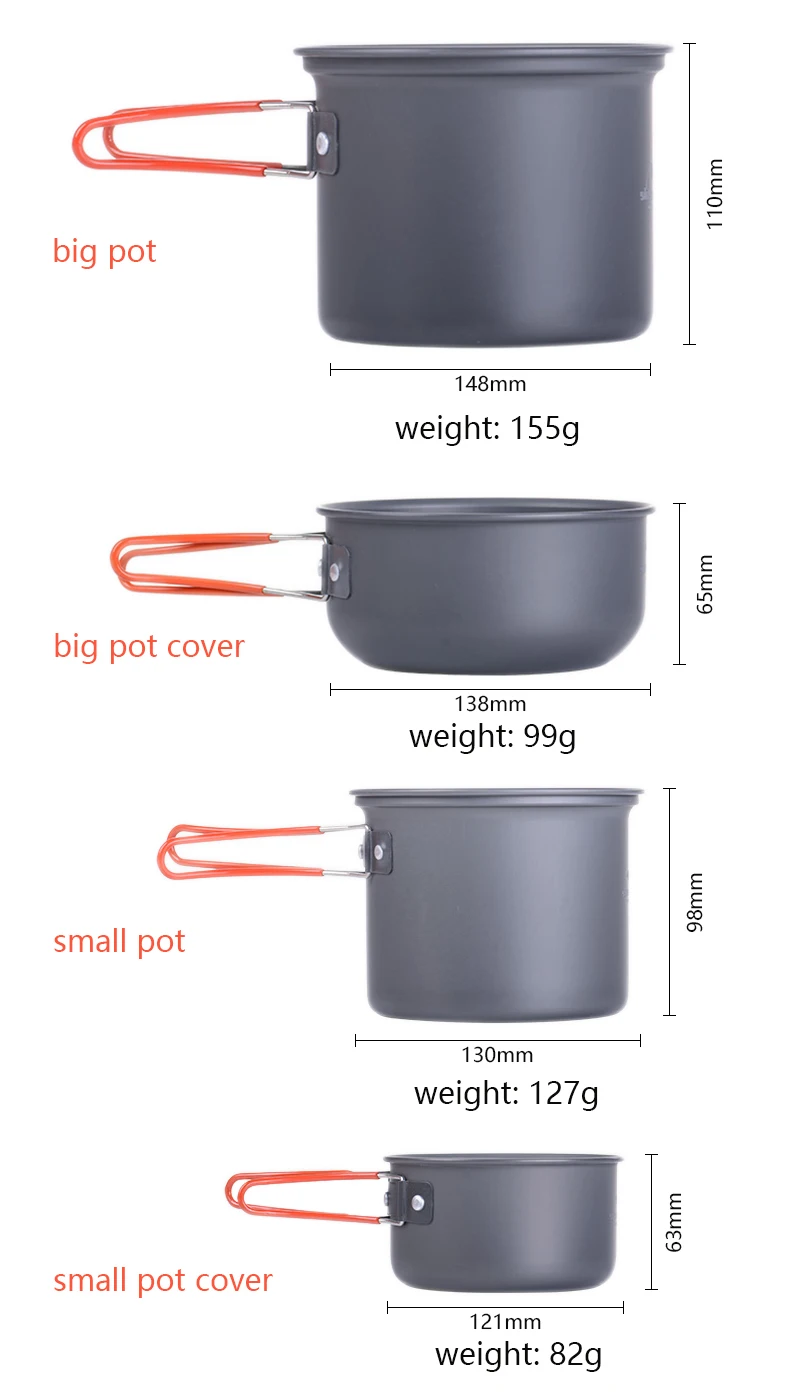 Naturehike 4-kits camping piezas utensilios updated de aluminio