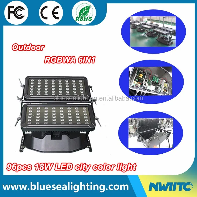 C-8 Professional DMX 96pcs 18w RGBWA AU 6-in-1 LED Stage Lights KTV City Color Beam Effect UV Red Blue White Green  Emission