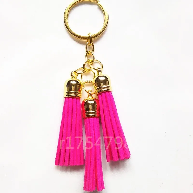 2016 New Arrival Leather Design Superfine Fiber 3 Tassel Keychains ...