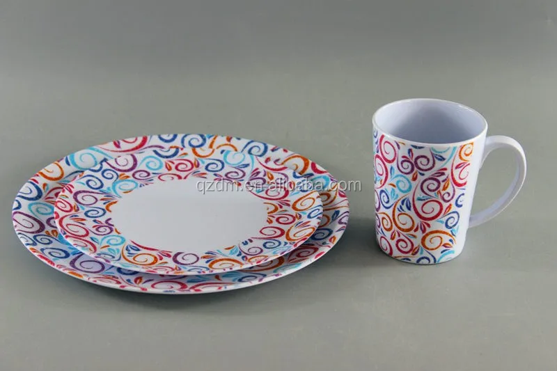 Simple Design Melamine Dinner Set Of 3 Piece For UK Market