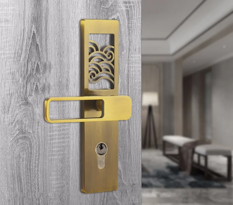 Double Open Door Lock Cylinder Wooden Handle Spherical Door Lock